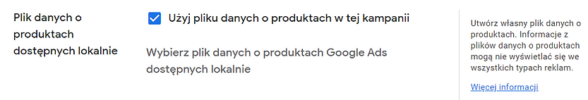 Plik danych o produktach dostępnych lokalnie w Google Ads